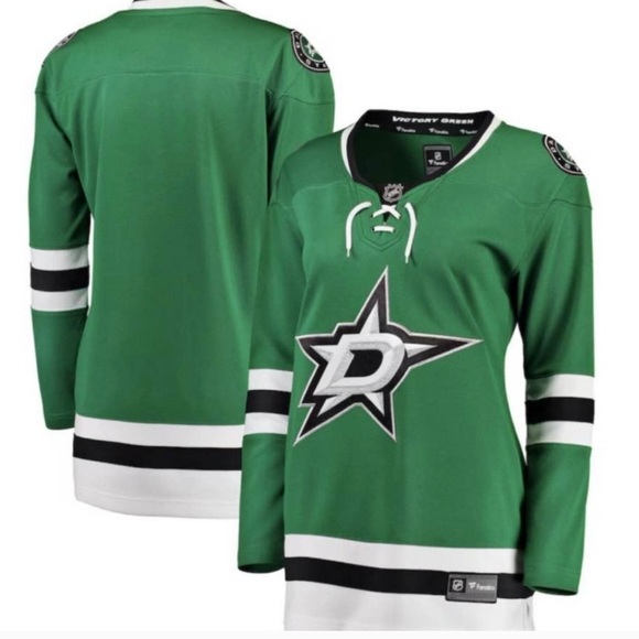 Victory Green Fanatics Women's Green Black Dallas Stars Jersey-Size S-Like New - Picture 1 of 8